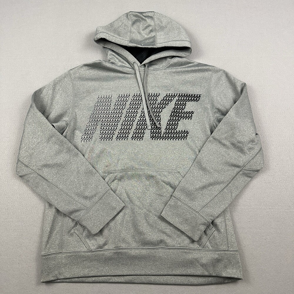 Nike Hoodie Men Medium Gray Fleece Training Pullover Therma-FIT Pockets M